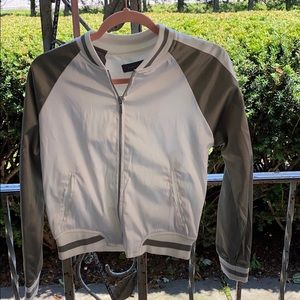Suzy shier track jacket olive green and beige